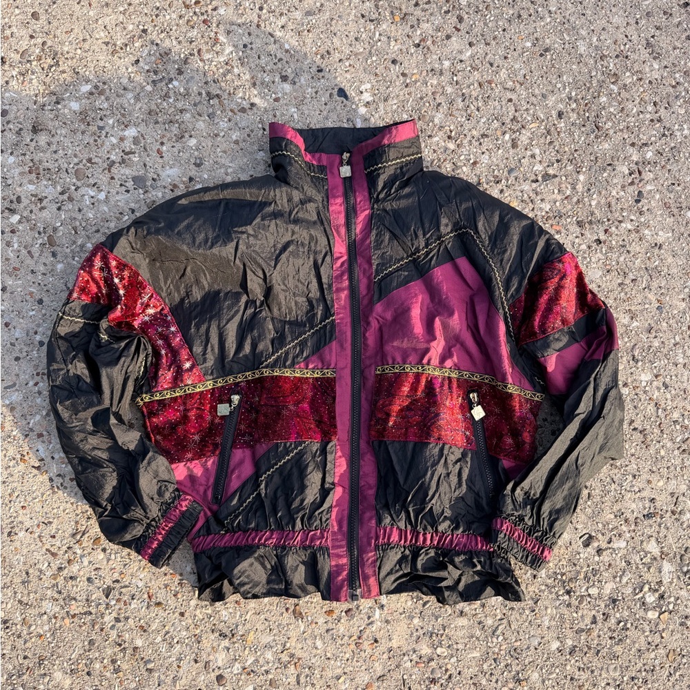 Vintage Black and Pink Windbreaker Jacket